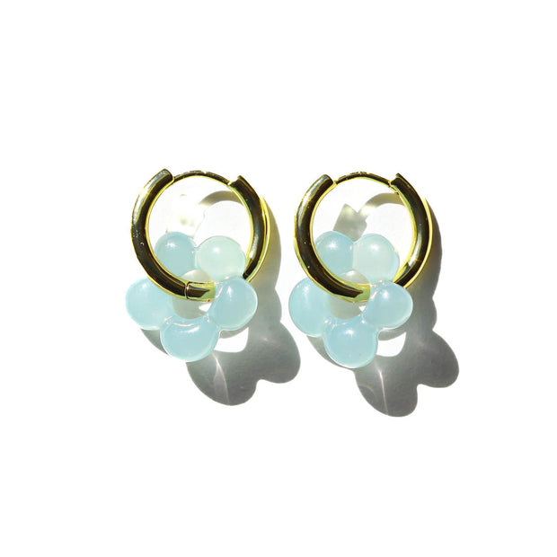 Blue Flower Acrylic Gold Hoops