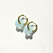 Blue Flower Acrylic Gold Hoops