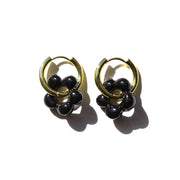 Black Flower Acrylic Gold Hoops