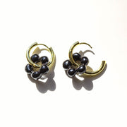 Black Flower Acrylic Gold Hoops