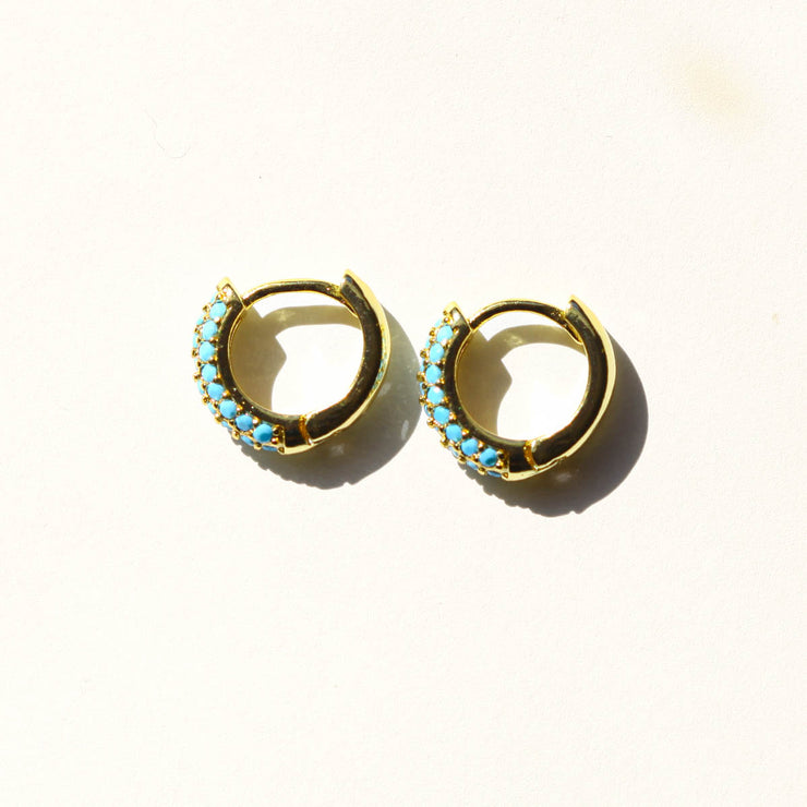 Turquoise Micro Pave Hoops