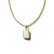 Fire Opal Rectangle Cut Necklace