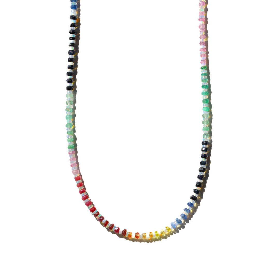 Rainbow Sapphire and Opal Gemstone Beaded Necklace – Julia