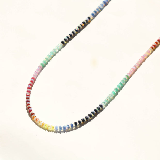 Rainbow Sapphire Opal Gemstone Beaded Necklace