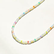 Rainbow Opal Beaded Gemstone Necklace- Bright White