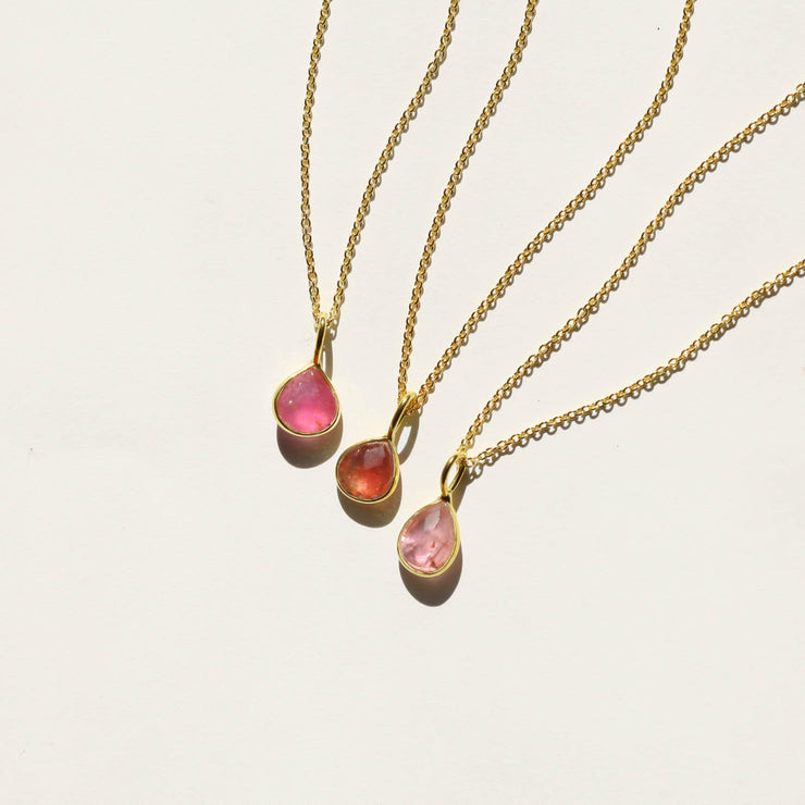 Pink Tourmaline Rose Cut Necklace