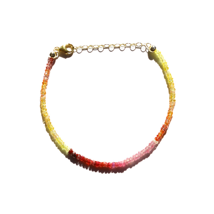 Yellow and Pink Ombre Sapphire Beaded Bracelet