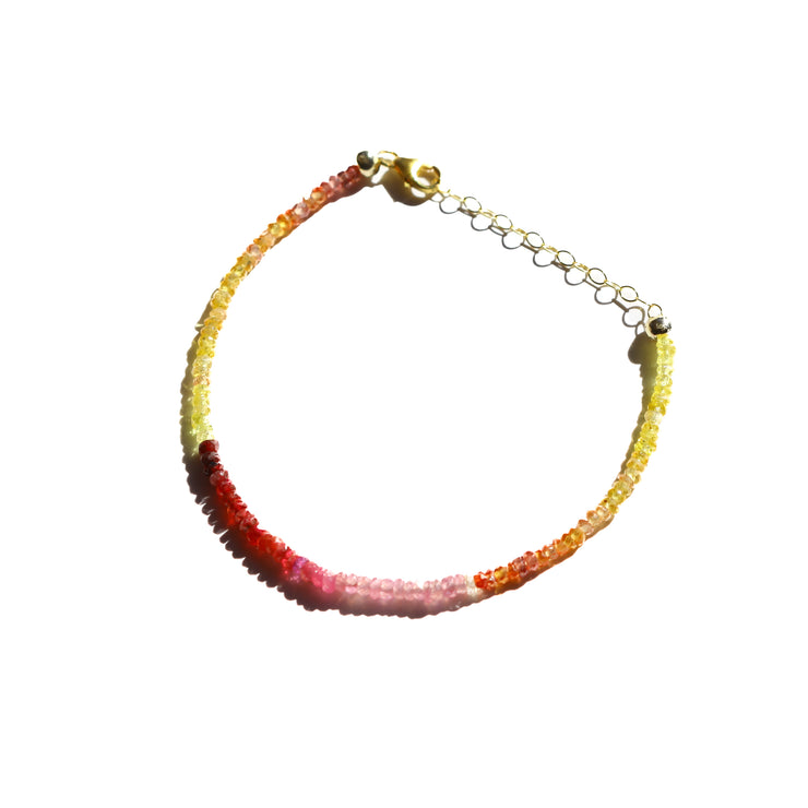 Yellow and Pink Ombre Sapphire Beaded Bracelet