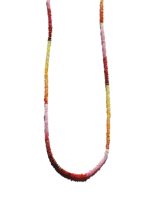Yellow and Ombre Pink Sapphire Beaded Necklace