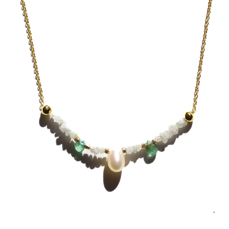 Diamond and Pearl Bar Necklace