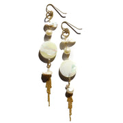 Moon Pearl and Herkimer Diamond Earrings