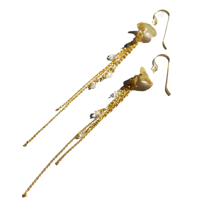 Heishi Pearl and Herkimer Diamond Fireworks Earrings