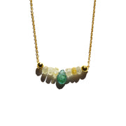 Yellow Diamond and Emerald Bar Necklace