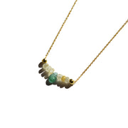 Yellow Diamond and Emerald Bar Necklace