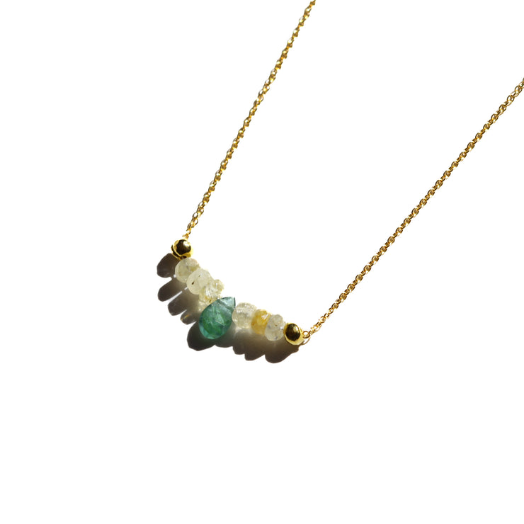 Yellow Diamond and Emerald Bar Necklace