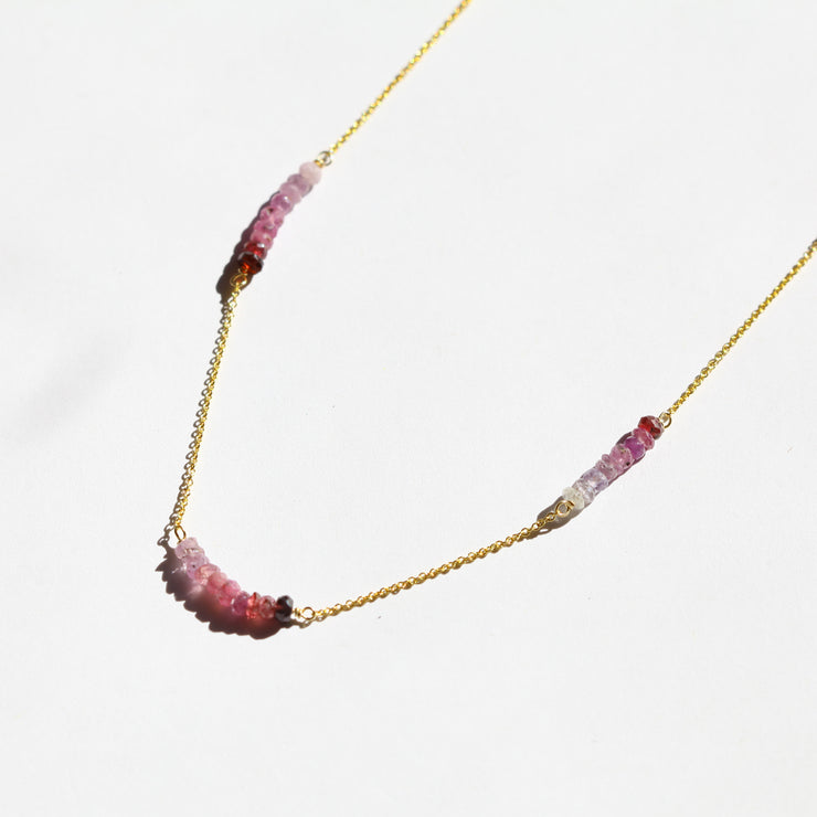 Ombre Pink Sapphire Long Sunrise Necklace