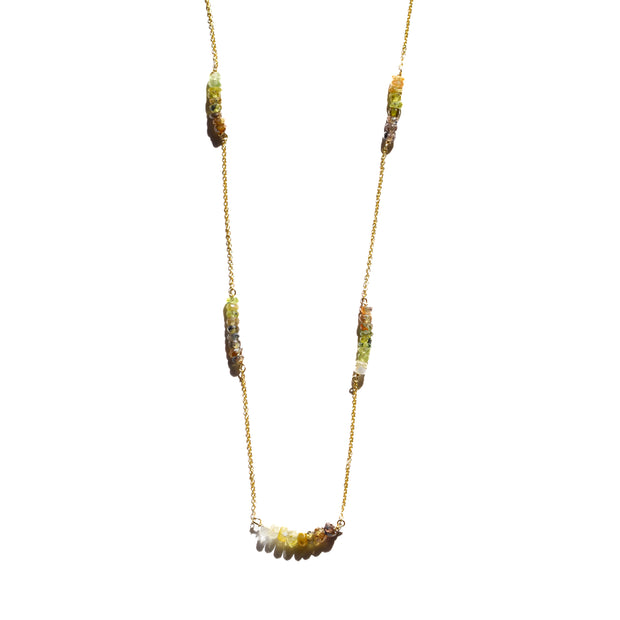 Ombre Green Sapphire Long Sunrise Necklace