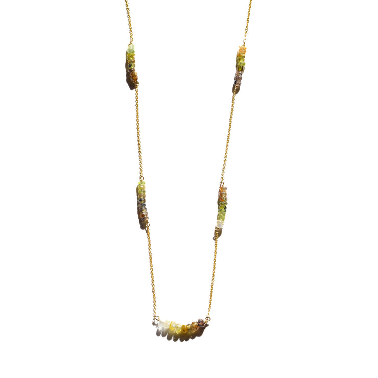 Ombre Green Sapphire Long Sunrise Necklace