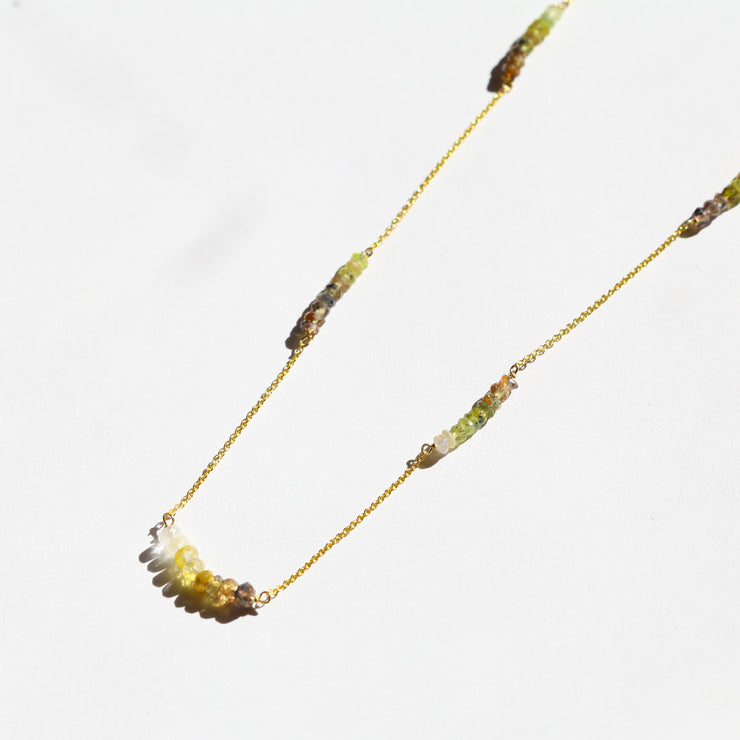 Ombre Green Sapphire Long Sunrise Necklace