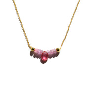 Pink Sapphire and Ruby Bar Necklace