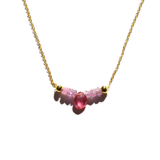 Pink Sapphire and Ruby Bar Necklace