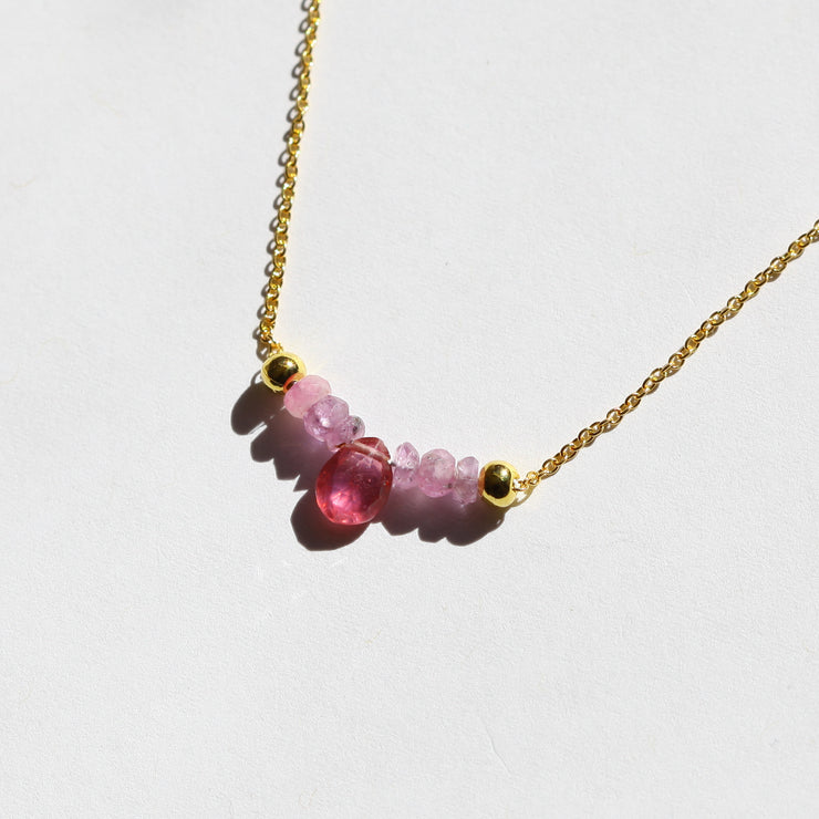 Pink Sapphire and Ruby Bar Necklace