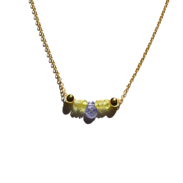 Yellow Sapphire and Tanzanite Bar Necklace