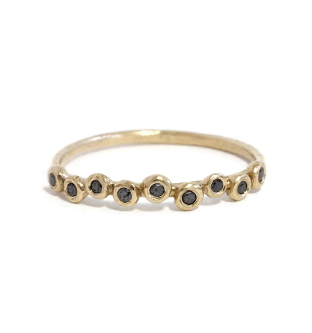 9 Black Diamond Hammered Ring -R186YGBK, R186RGBK, R186WGBK