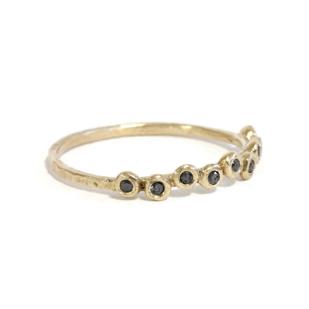 9 Black Diamond Hammered Ring -R186YGBK, R186RGBK, R186WGBK