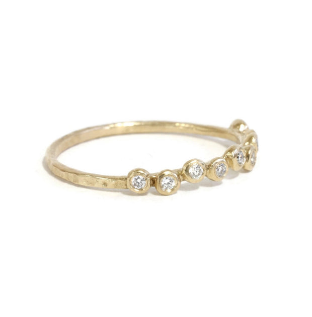 9 White Diamond Hammered Ring -R186YGW, R186RG, R186WG