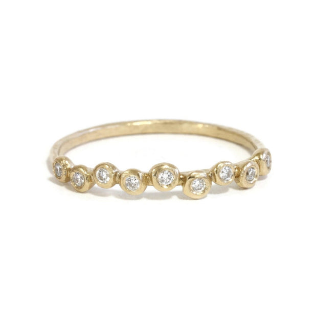 9 White Diamond Hammered Ring -R186YGW, R186RG, R186WG