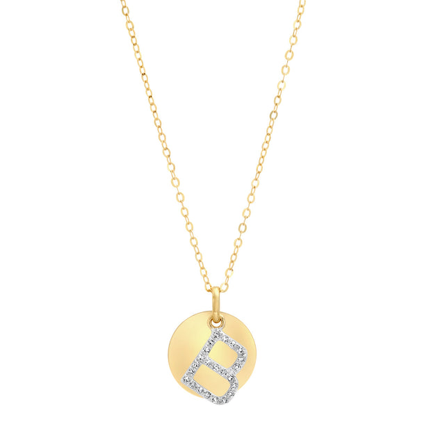 Pave Diamond 14K Gold Initials on disc