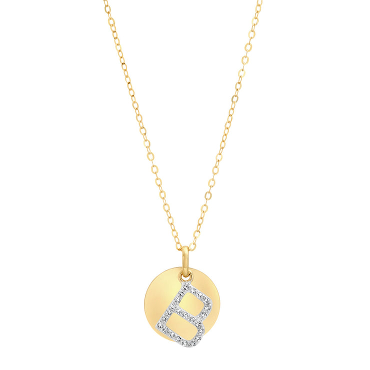 Pave Diamond 14K Gold Initials on disc