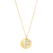 Pave Diamond 14K Gold Initials on disc