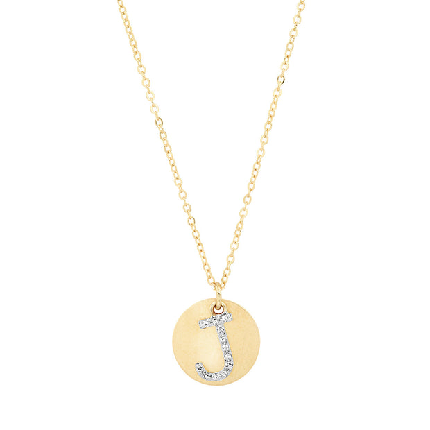 Pave Diamond 14K Gold Initials on disc