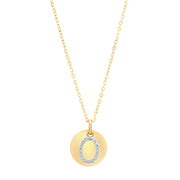 Pave Diamond 14K Gold Initials on disc