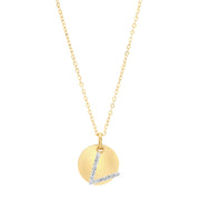 Pave Diamond 14K Gold Initials on disc