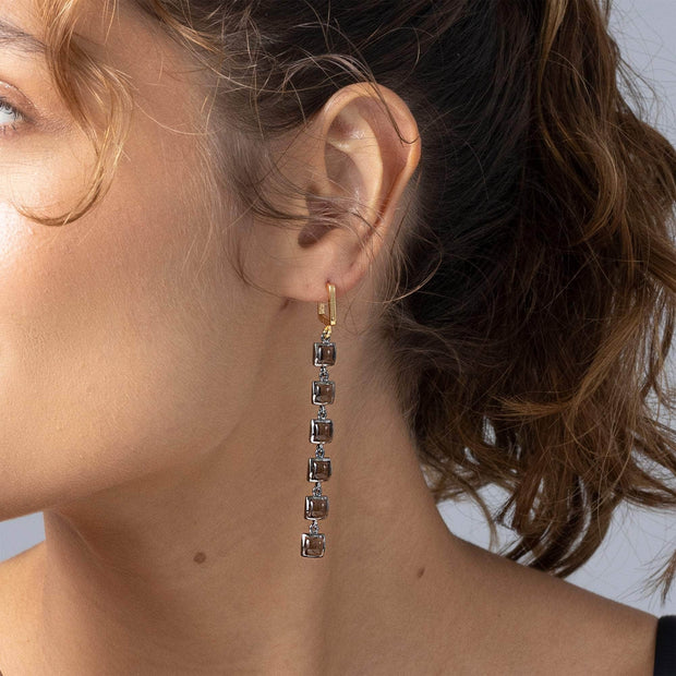 Aylo Smoky Quartz Earrings (Black Rhodium and Gold 18K)