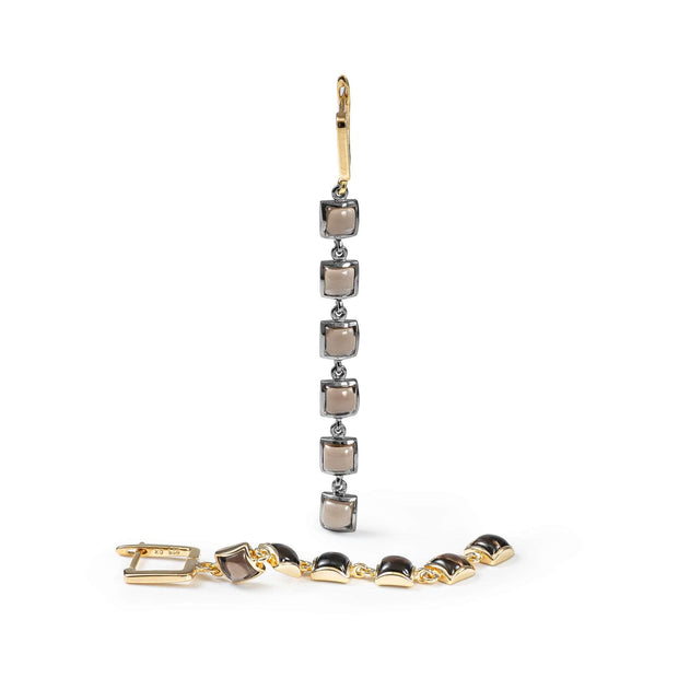 Aylo Smoky Quartz Earrings (Black Rhodium and Gold 18K)