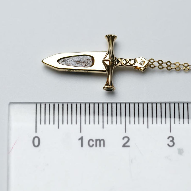 Knight Sword - Boulder Opal & Princess Cut Diamond Necklace 18K Yellow Gold