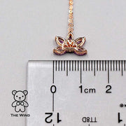 Lotus Water Lily Design Pink Sapphire Diamond Pendant Necklace 18K Rose Gold