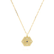 Small 14k Diamond & Sapphire Evil Eye Pendant Necklace