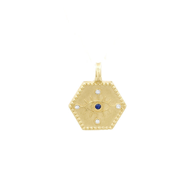 Charmology Evil Eye 14K Gold Diamond & Sapphire Medallion