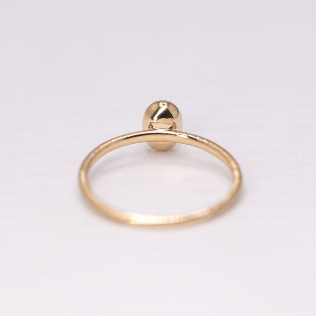 Matte Finish Engagement Ring Crystal Opal Diamond 14K Yellow Gold