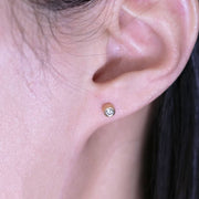 Milgrain Finish Natural Diamond Bezel Stud Earrings 18K Yellow Gold