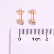 Milgrain Finish Natural Diamond Bezel Stud Earrings 18K Yellow Gold