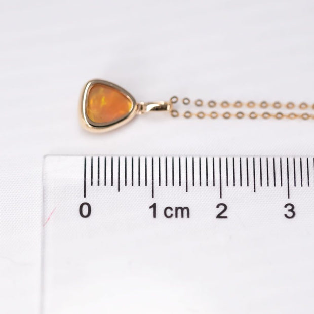 Minimal Triangle Shaped Ethiopian Opal Necklace 14k Yellow Gold