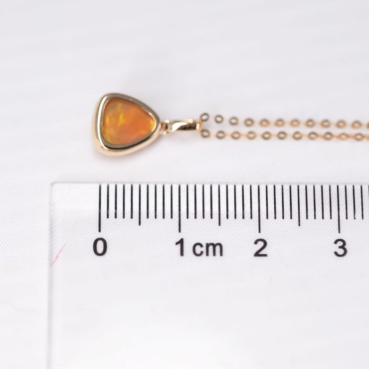Minimal Triangle Shaped Ethiopian Opal Necklace 14k Yellow Gold