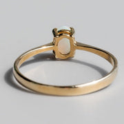 Minimalist Oval Shaped Australian Solid Opal Ring 14K Yellow Gold