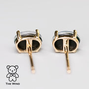 Minimalist Oval Australian Triplet Opal Stud Earrings 14k Yellow Gold